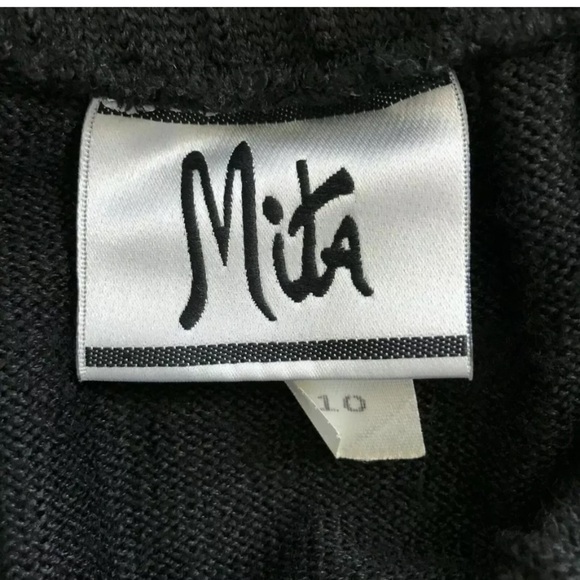 Vintage Mita Black Knit Pull On Midi Skirt Womens size 10 Minimalist - Picture 5 of 5